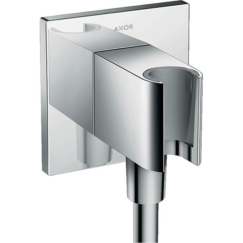 Hansgrohe Wall Outlet Square with Handshower Holder in Chrome