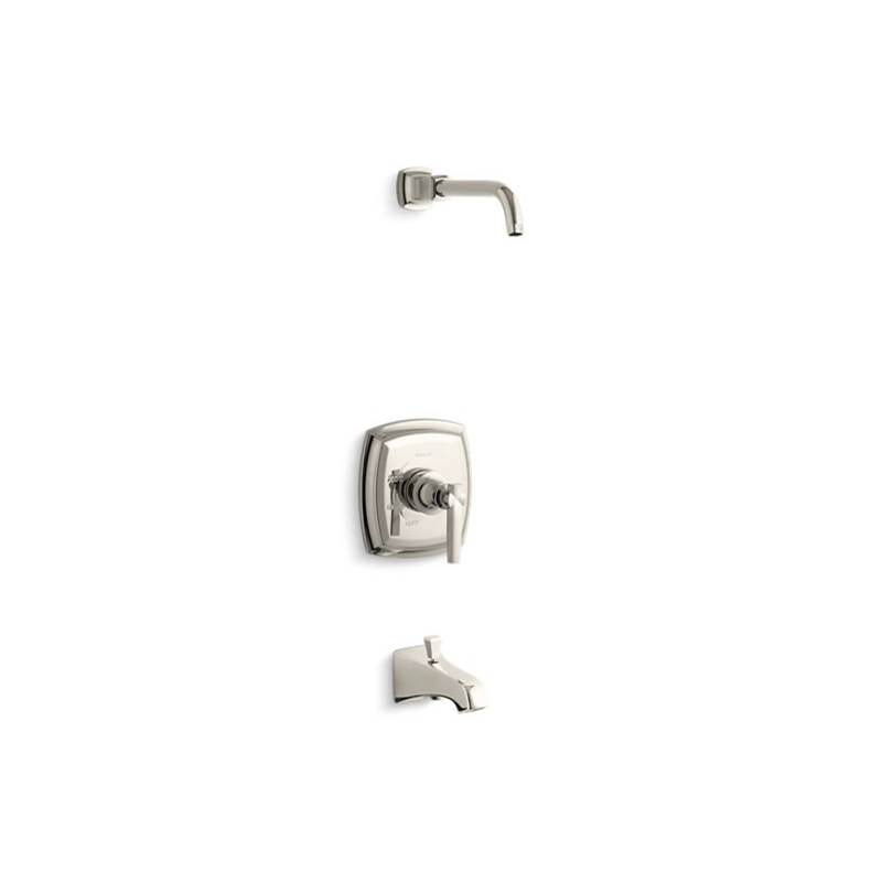 Kohler Margaux® Rite-Temp(R) bath and shower valve trim with lever handle and NPT spout, less showerhead