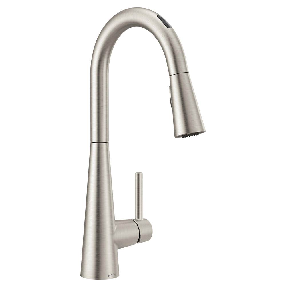Moen Sleek Smart Faucet Touchless Pull Down Sprayer Kitchen Faucet with Voice Control and Power Boost, Spot Resist Stainless