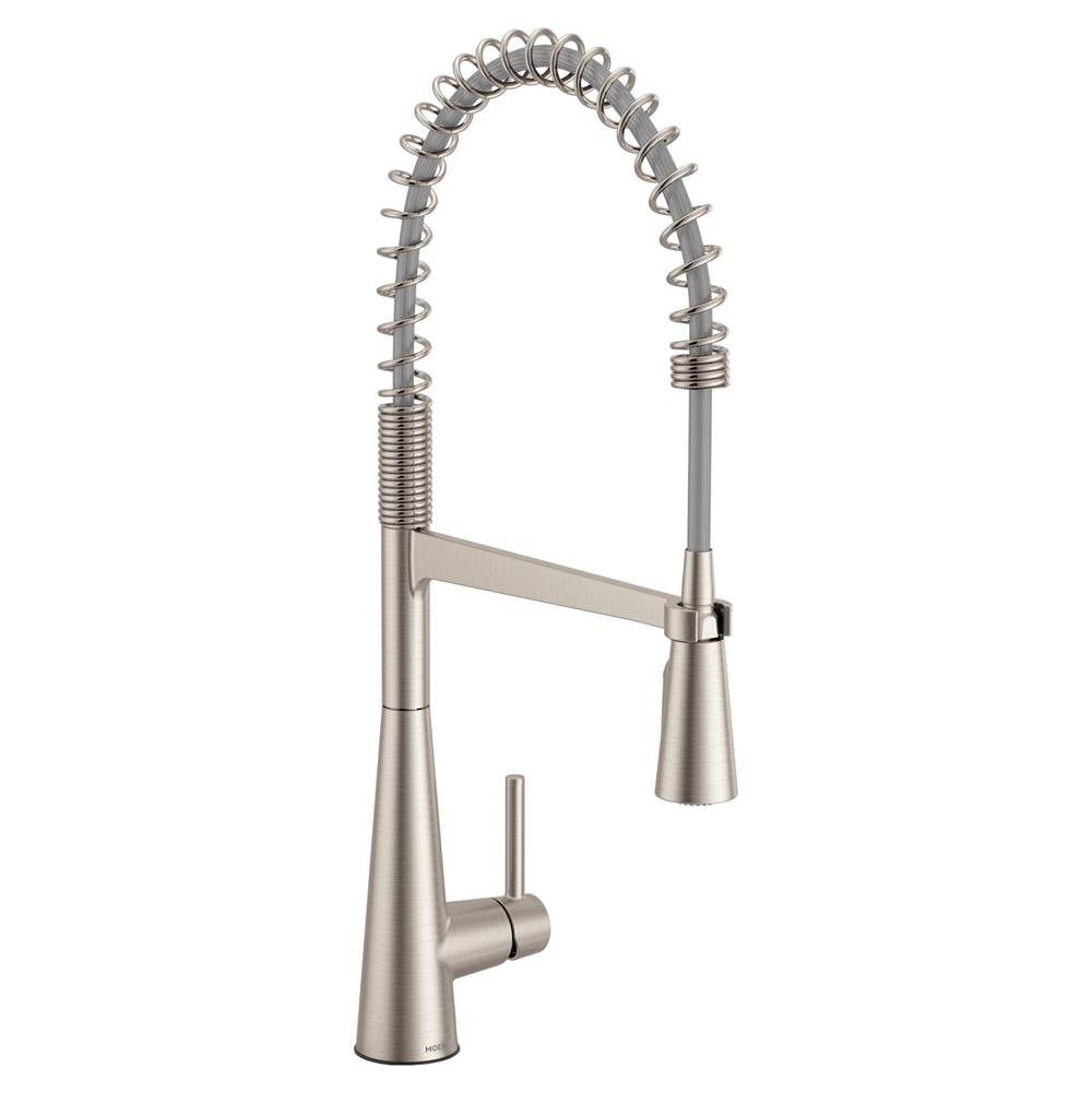 Moen Sleek One Handle Pre-Rinse Spring Pulldown Kitchen Faucet with Power Boost, Spot Resist Stainless