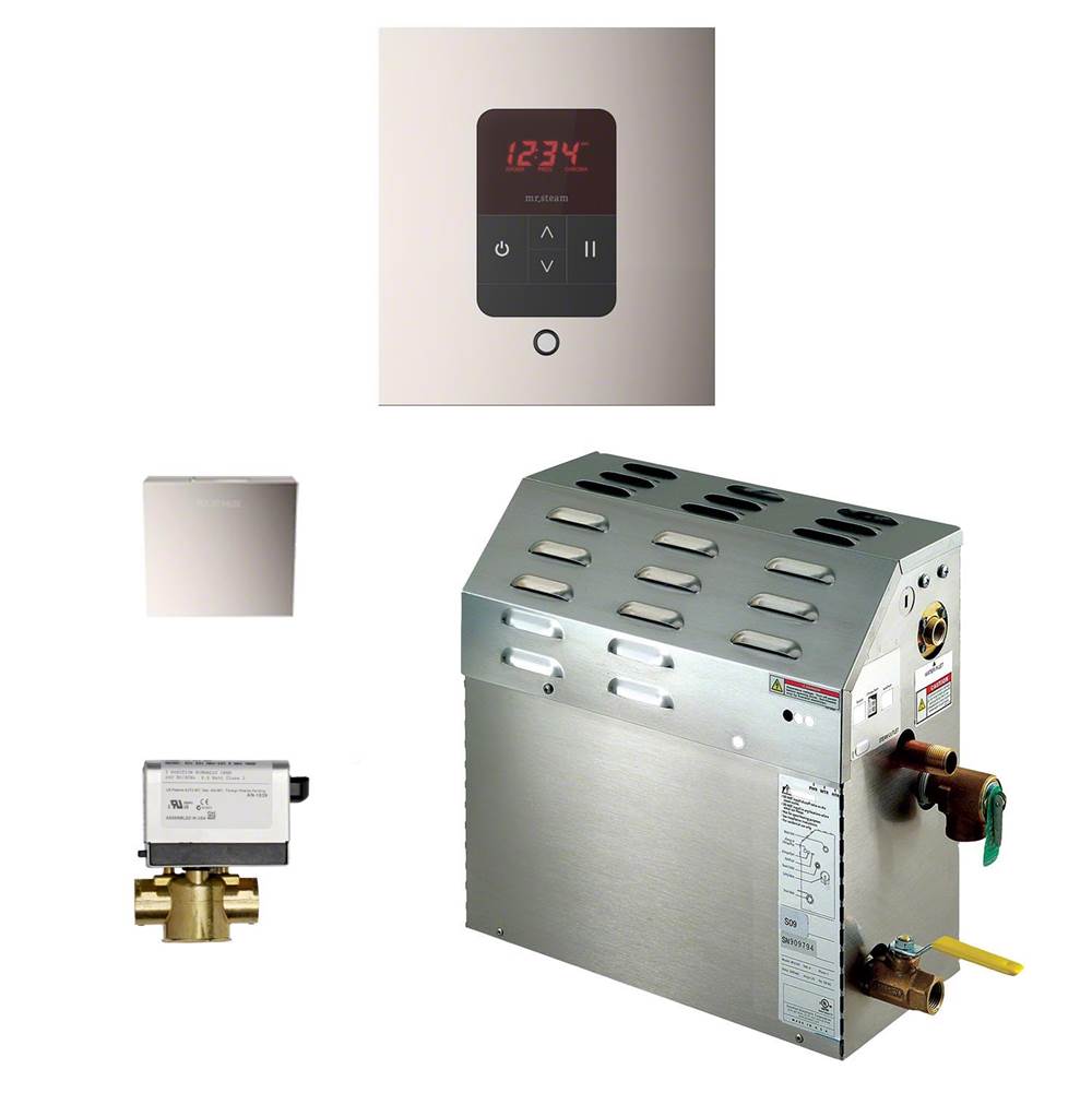 Mr. Steam 7.5kW Steam Bath Generator with iTempo AutoFlush Square Package in Polished Nickel